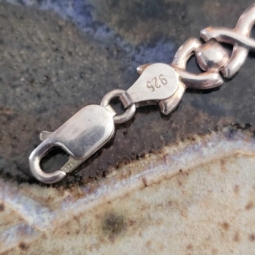 Italian Sterling Silver Chain Bracelet With Lobster Clasp - Picture 2 of 7